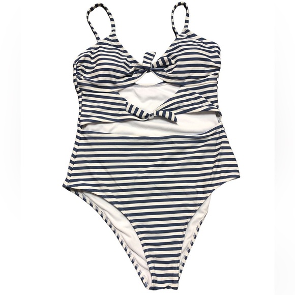 Sugar Coast Other - Sugar Coast Women’s Swimsuit One Piece Striped Ties Adjustable Straps High Cut